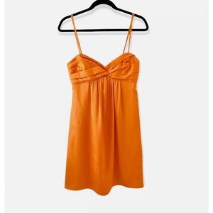 BCBGMaxazria Nectarine Satin Dress with Large Back Bow Size 6